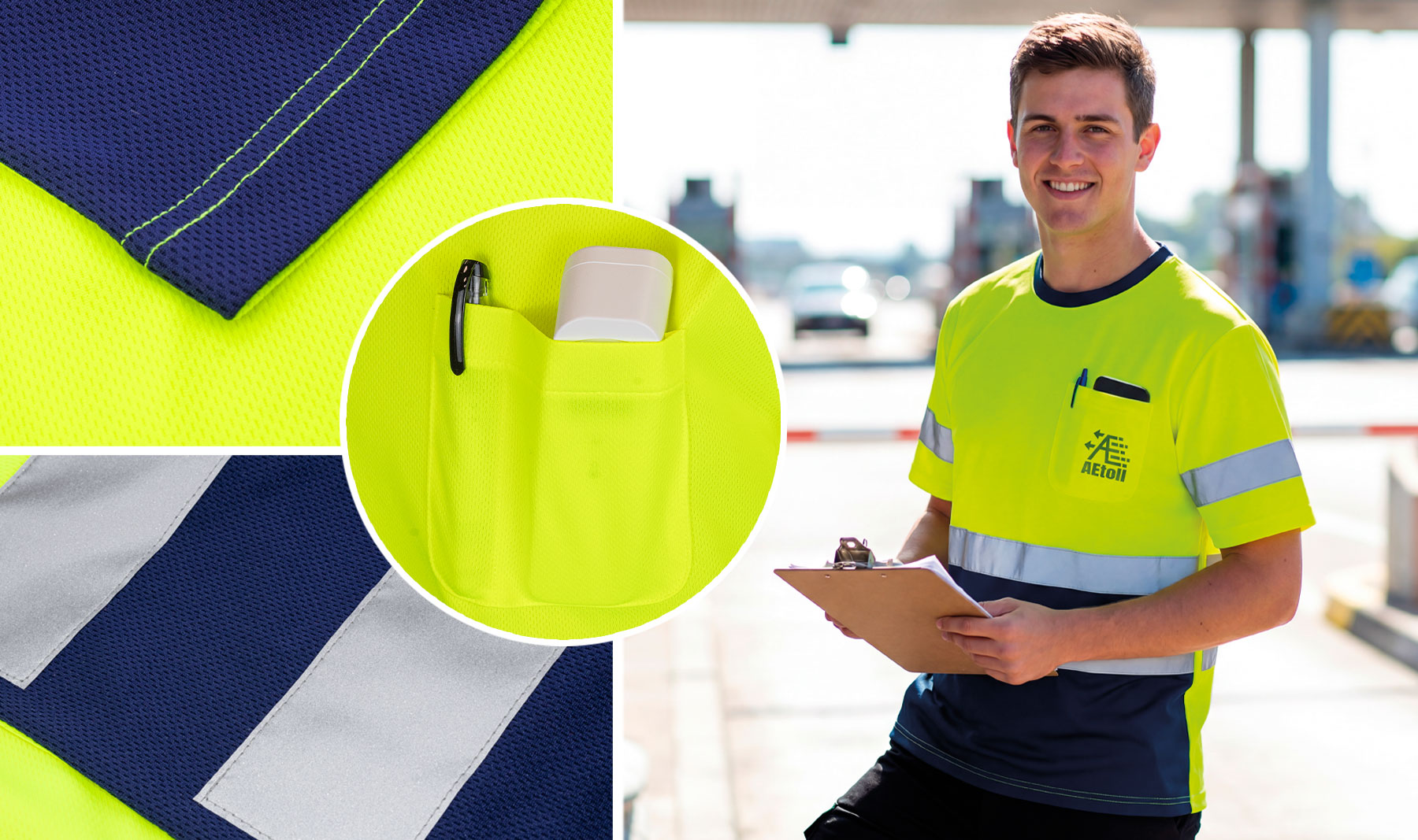 CAMISETA CON BOLSILLO Y BANDAS REFLECTANTES "KRZ"