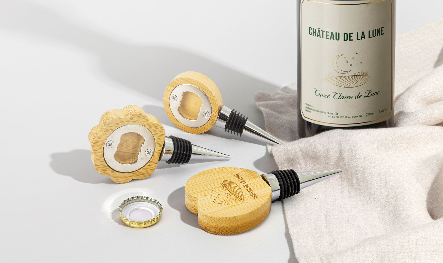 ABREBOTELLAS TAPÓN BAMBÚ NATURAL "ALLIUM"