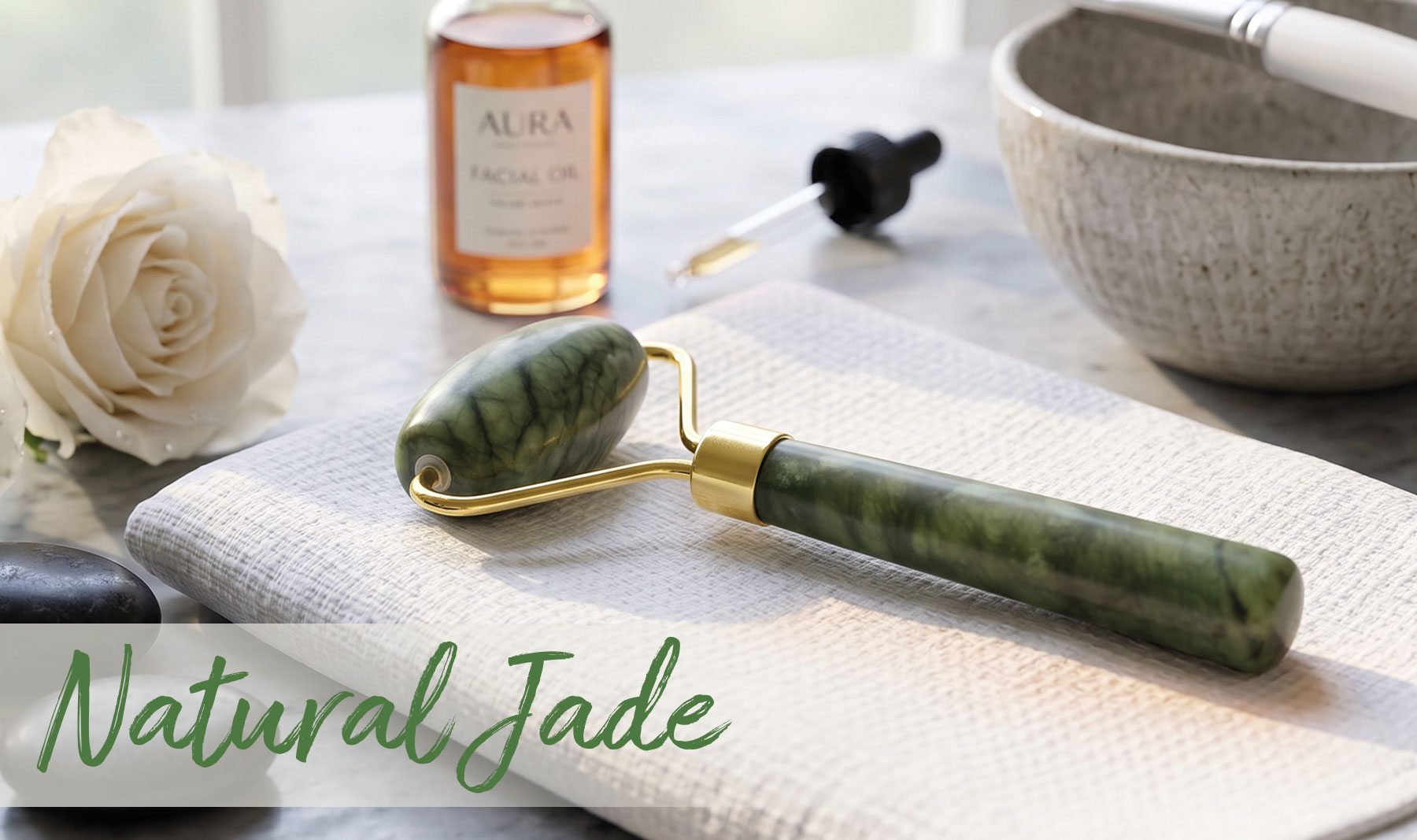 RODILLO FACIAL DE PIEDRA NATURAL JADE "QING"