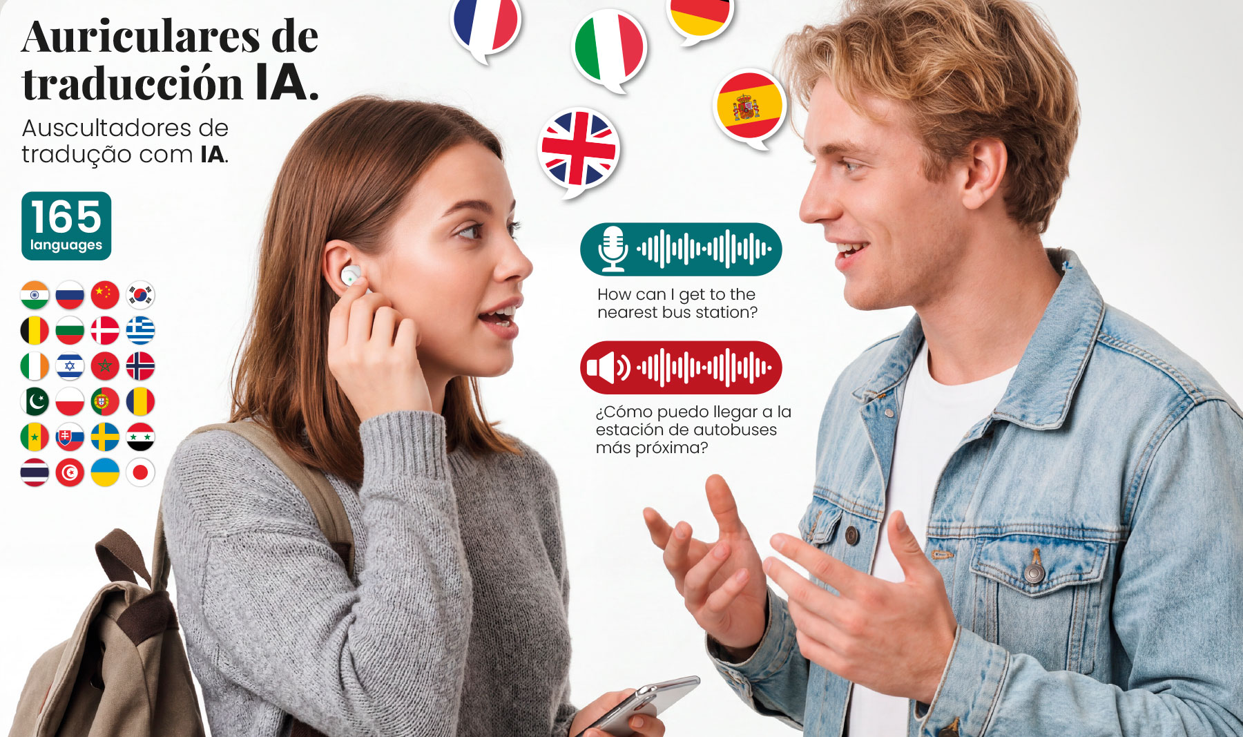 AURICULAR INALÁMBRICO TRADUCTOR 165 IDIOMAS GLOBAL