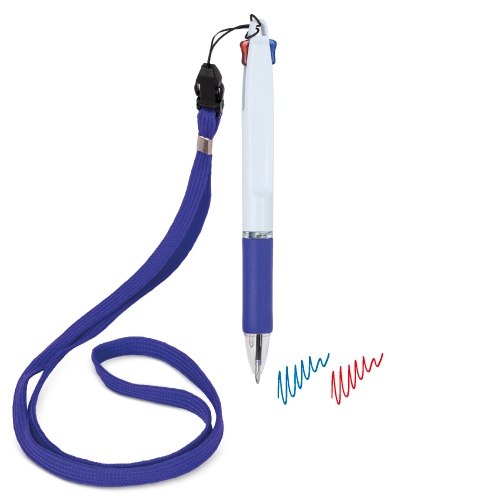 BOLÍGRAFO 2 COLORES CON LANYARD "BISSKAR"