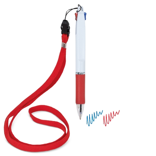 BOLÍGRAFO 2 COLORES CON LANYARD "BISSKAR"