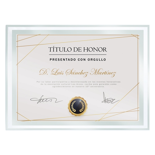 MARCO CRISTAL DIPLOMA A4 "BISEL"