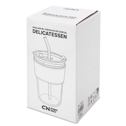 VASO 450 ML CON PAJITA DE CRISTAL "DELICATESSEN"