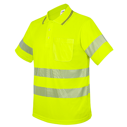 POLO CON BOLSILLO Y BANDAS REFLECTANTES ELÁSTICAS “QVO”