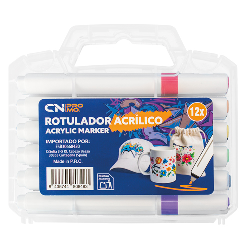 SET 12 ROTULADORES ACRILICOS 